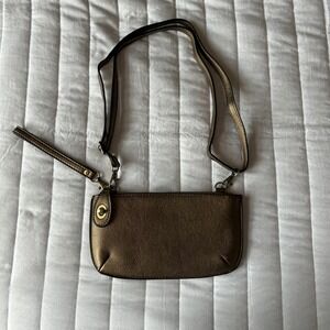 Joy Susan Metallic Bronze Convertible Crossbody Wristlet Wallet Bag PO 387